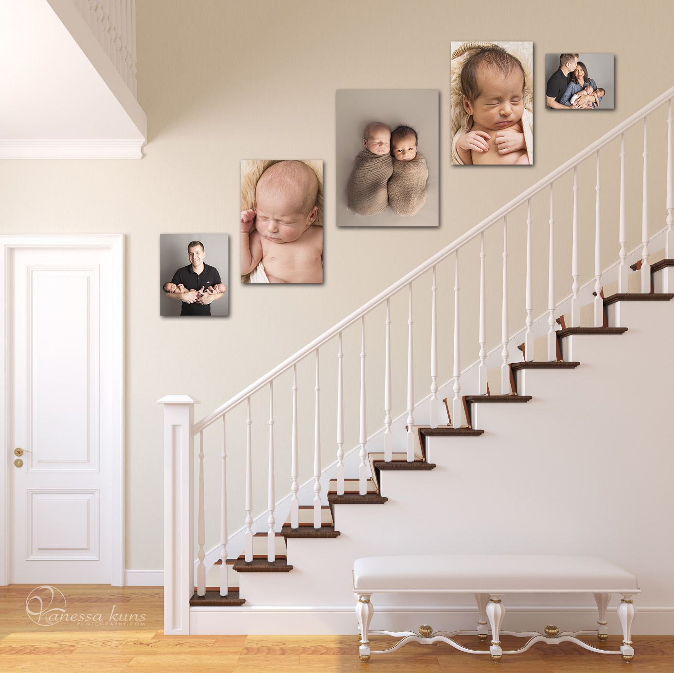 vanessa kuns photography staircase wall display